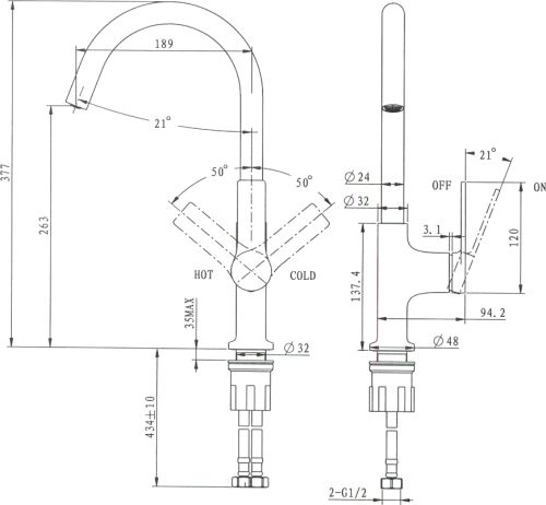 Смеситель для кухни STWORKI HDA4228XH2 в Батайске