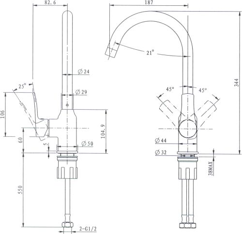 Смеситель для кухни STWORKI HWX0603-P01BK в Батайске